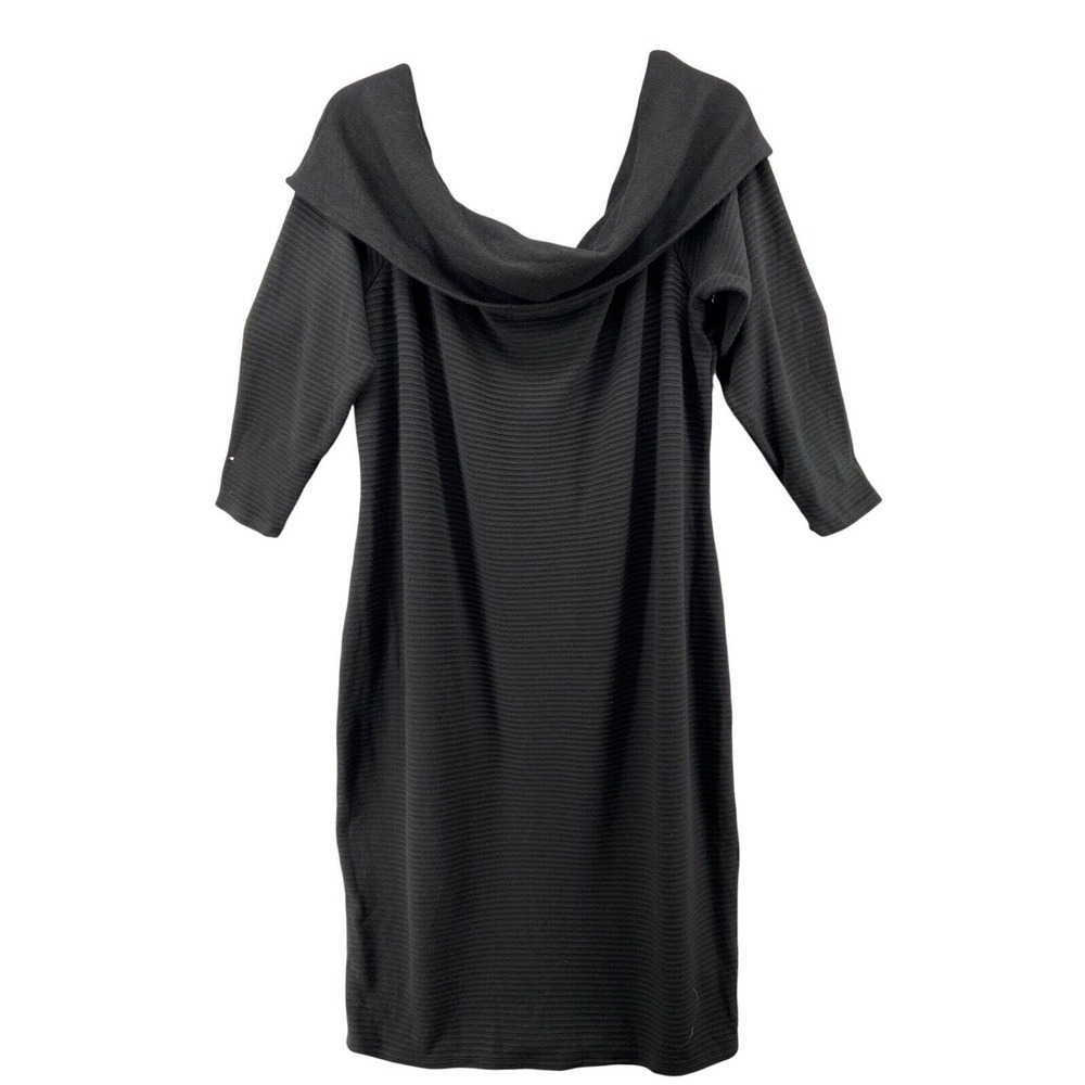 NWT CURVY SENSE Dress Plus Sz 4X Black Sweater Off Shoulder Bodycon 3/4 Sleeve